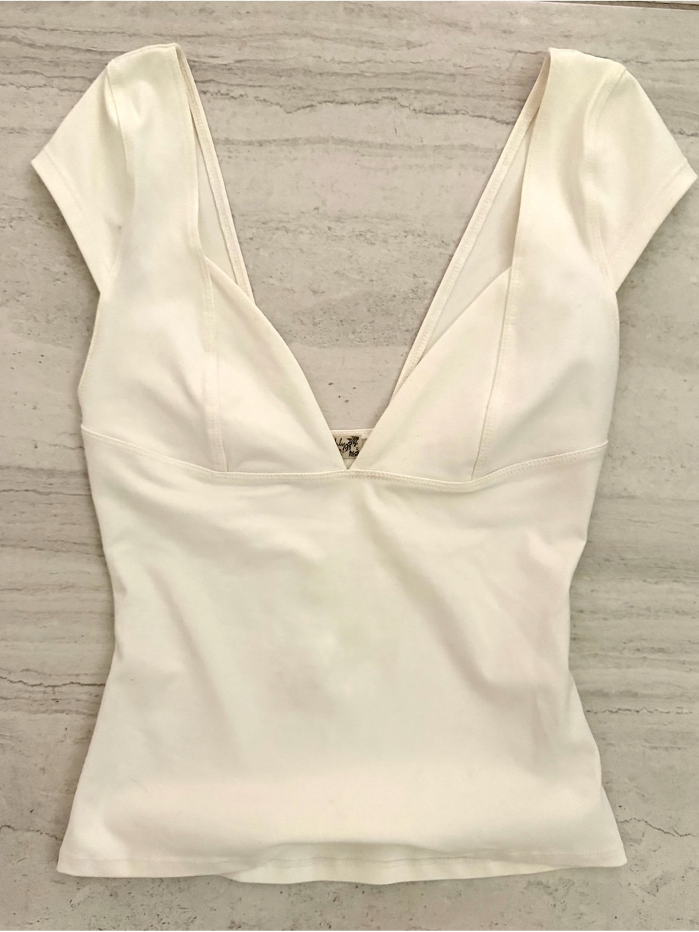 Free People Deep V Cap Sleeve Camisole in Cream